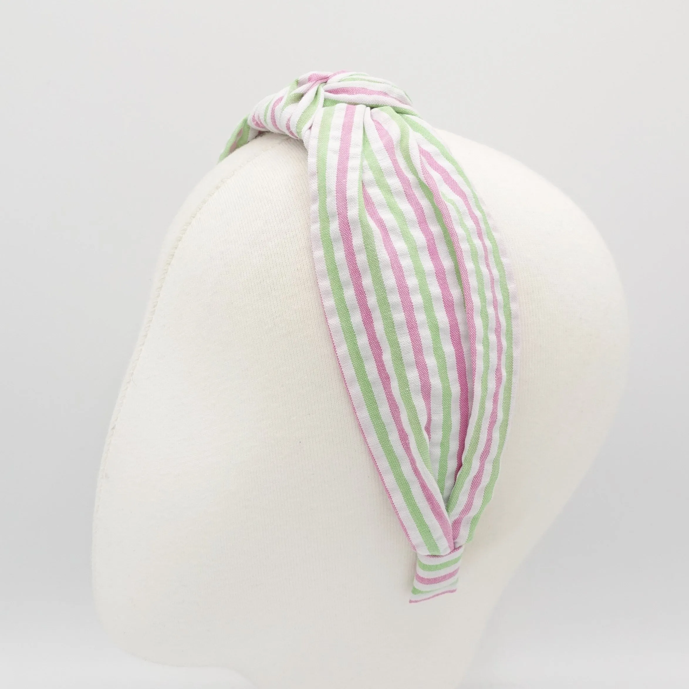 stripe top knot headband cotton crinkled hairband casual hair accessory for women