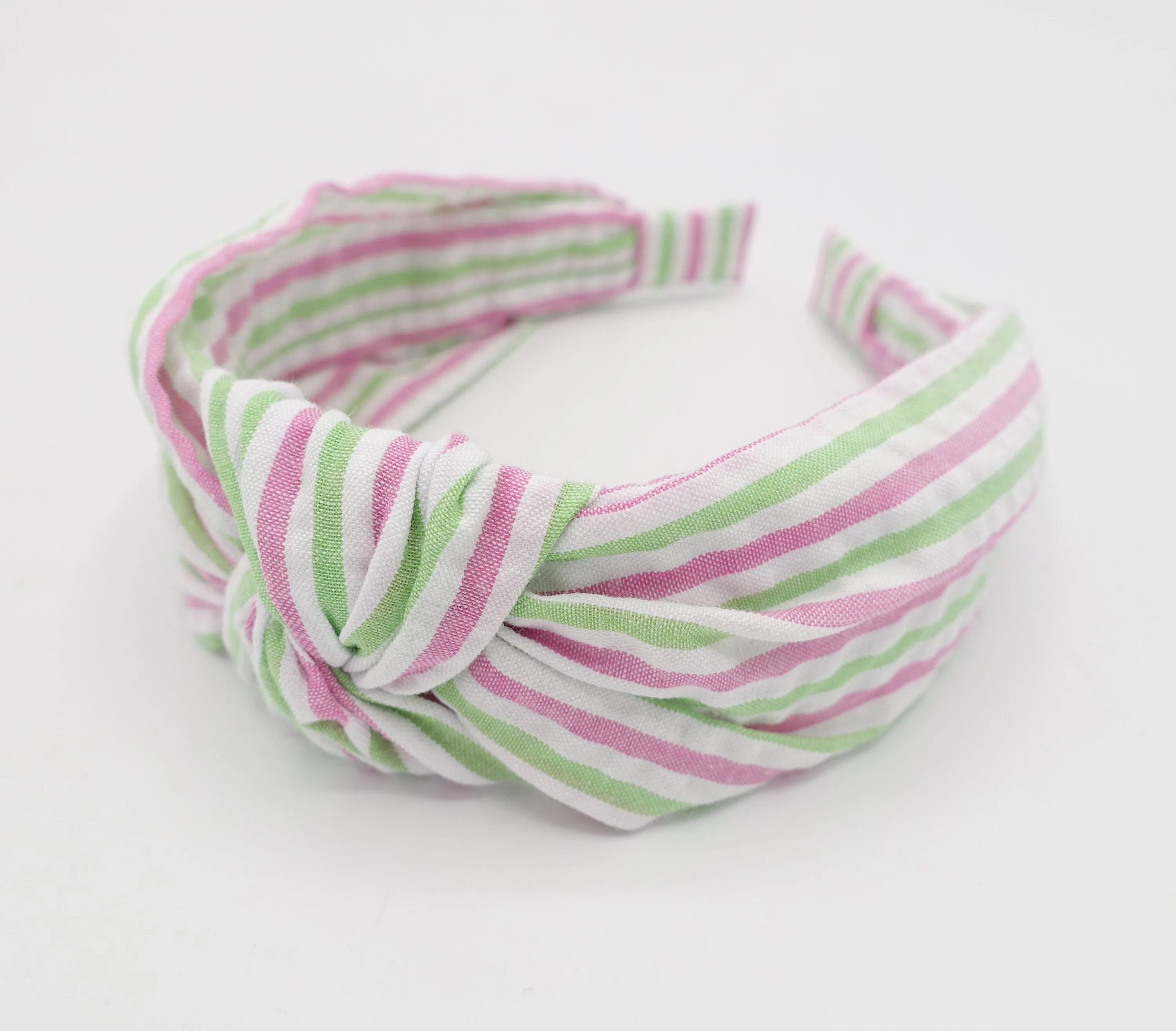 stripe top knot headband cotton crinkled hairband casual hair accessory for women