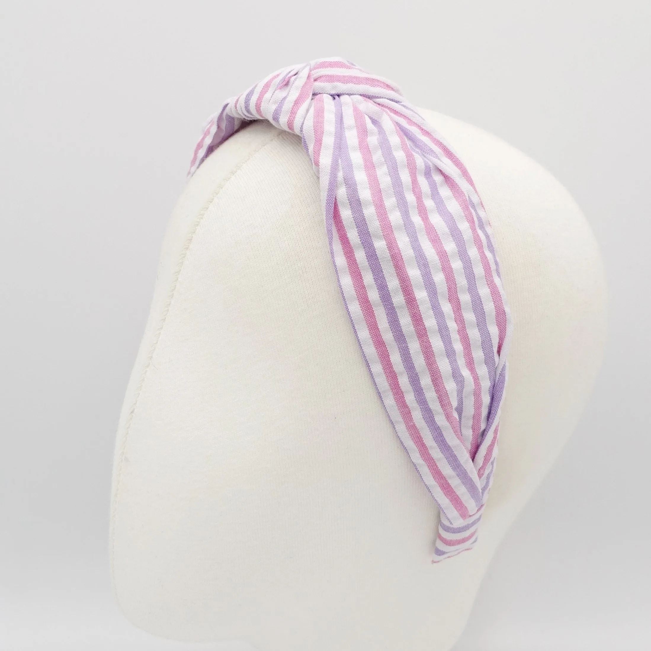 stripe top knot headband cotton crinkled hairband casual hair accessory for women