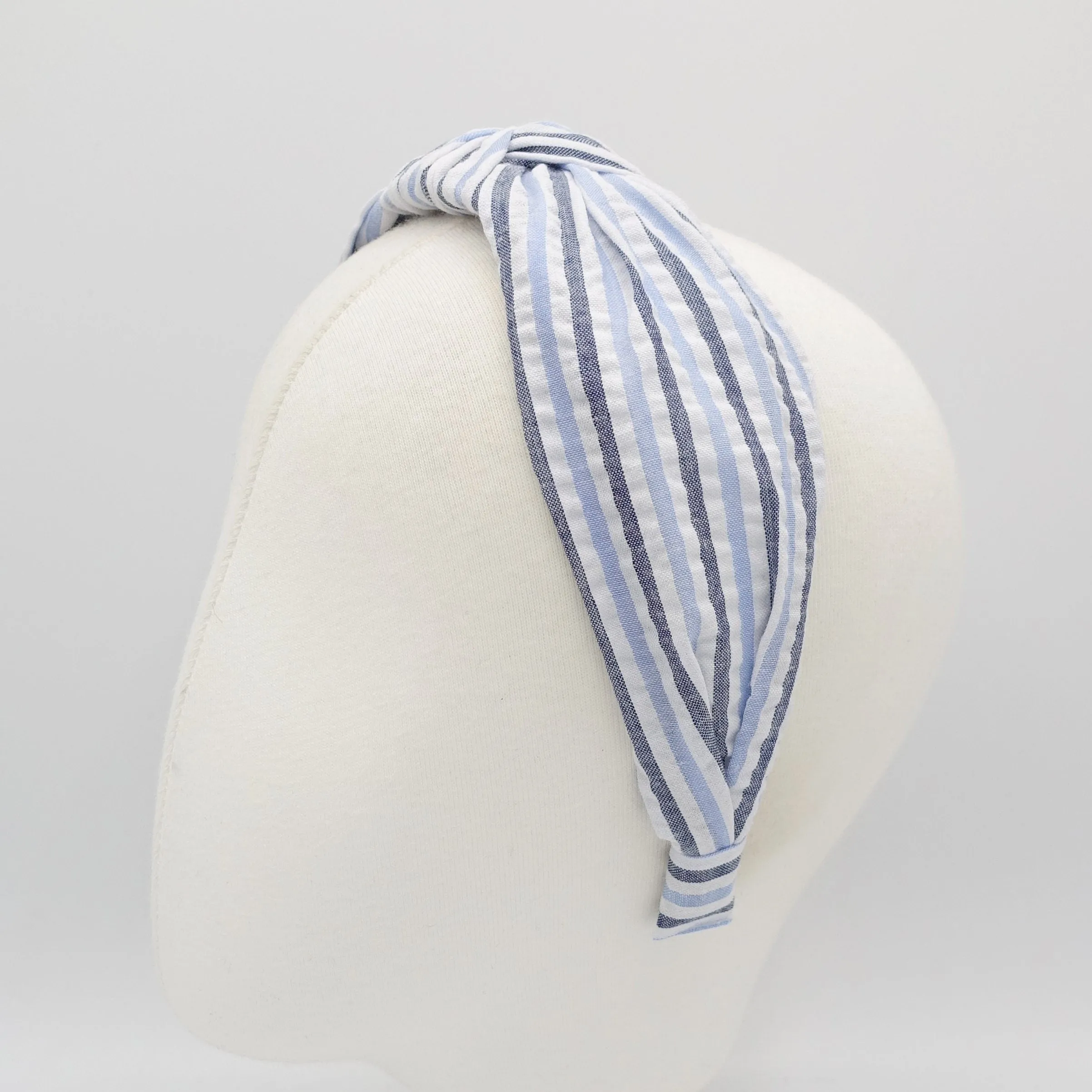 stripe top knot headband cotton crinkled hairband casual hair accessory for women