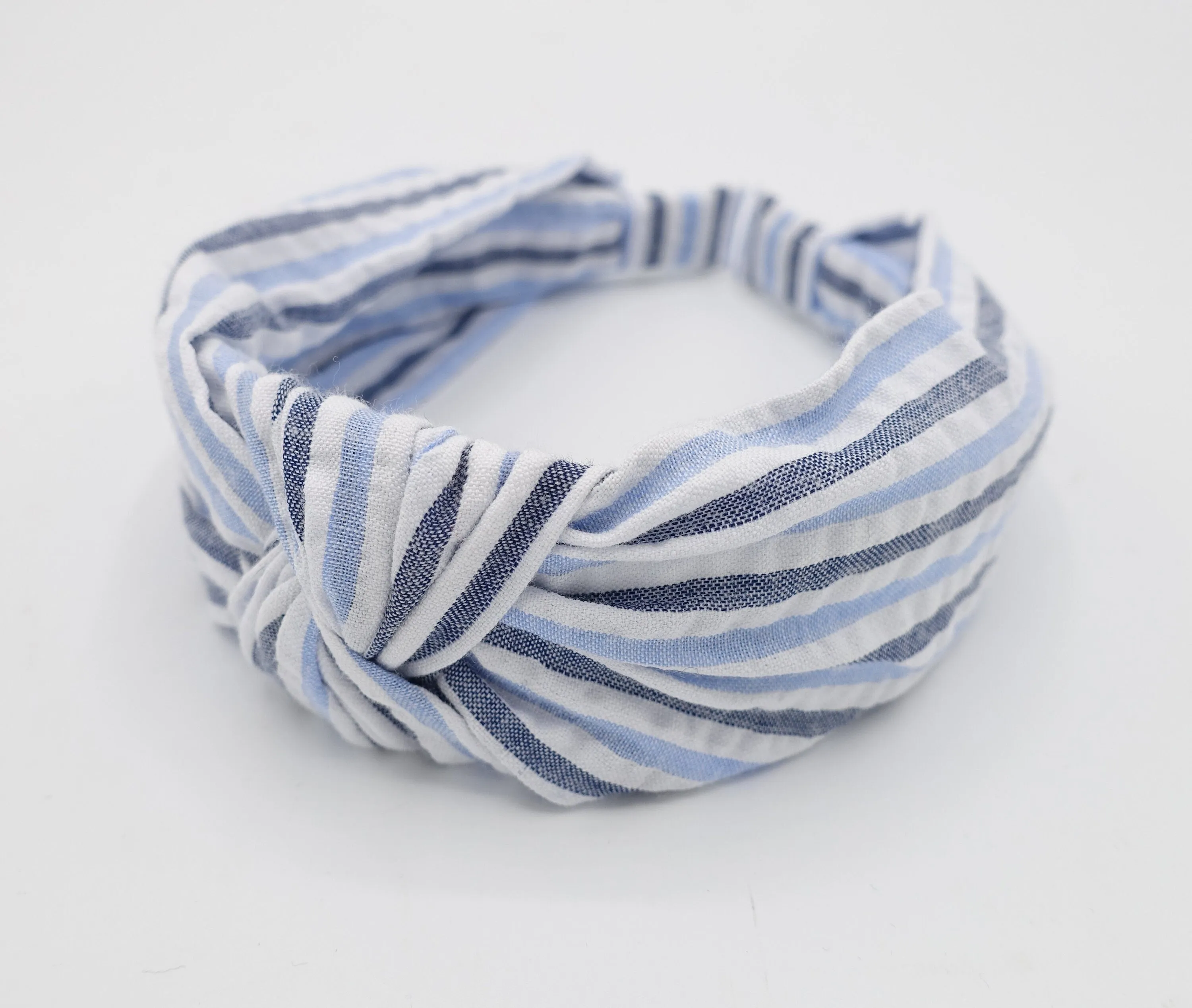 stripe top knot headband cotton crinkled hairband casual hair accessory for women