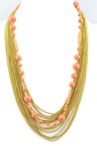 Sugar Gay Isber Swarovski Coral Pearls Necklace Contemporary Jewelry