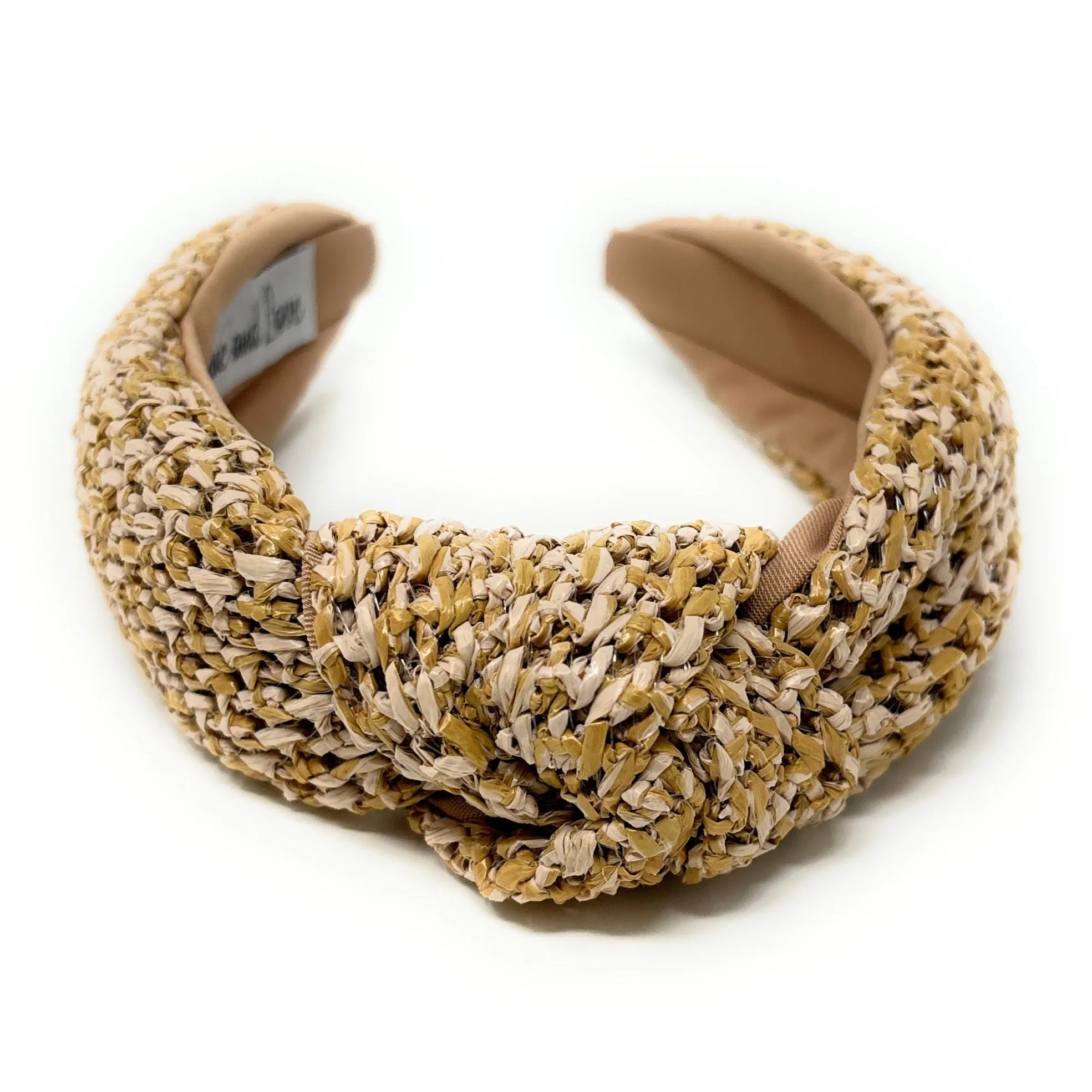 Tan Raffia Woven Top Knot Headband