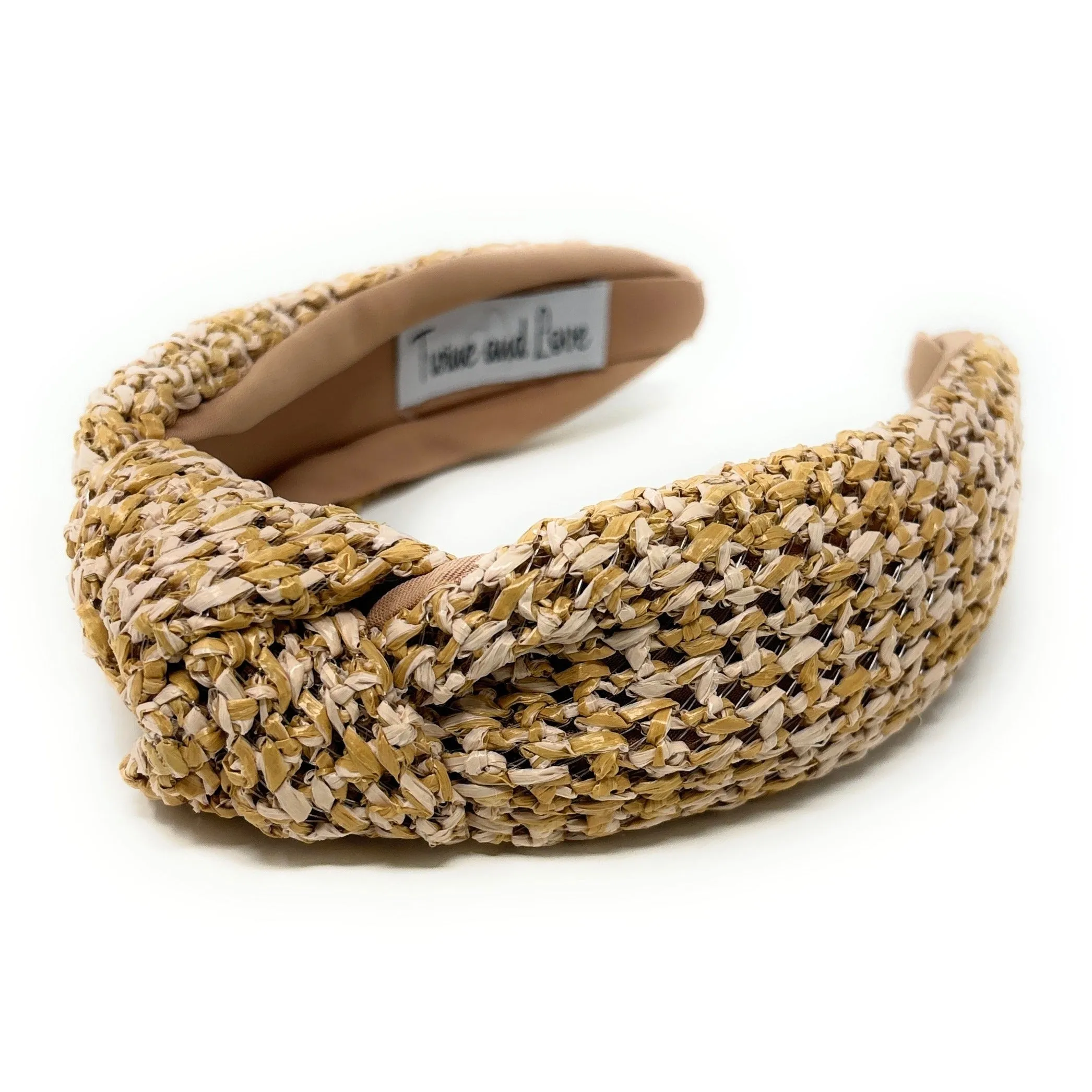 Tan Raffia Woven Top Knot Headband