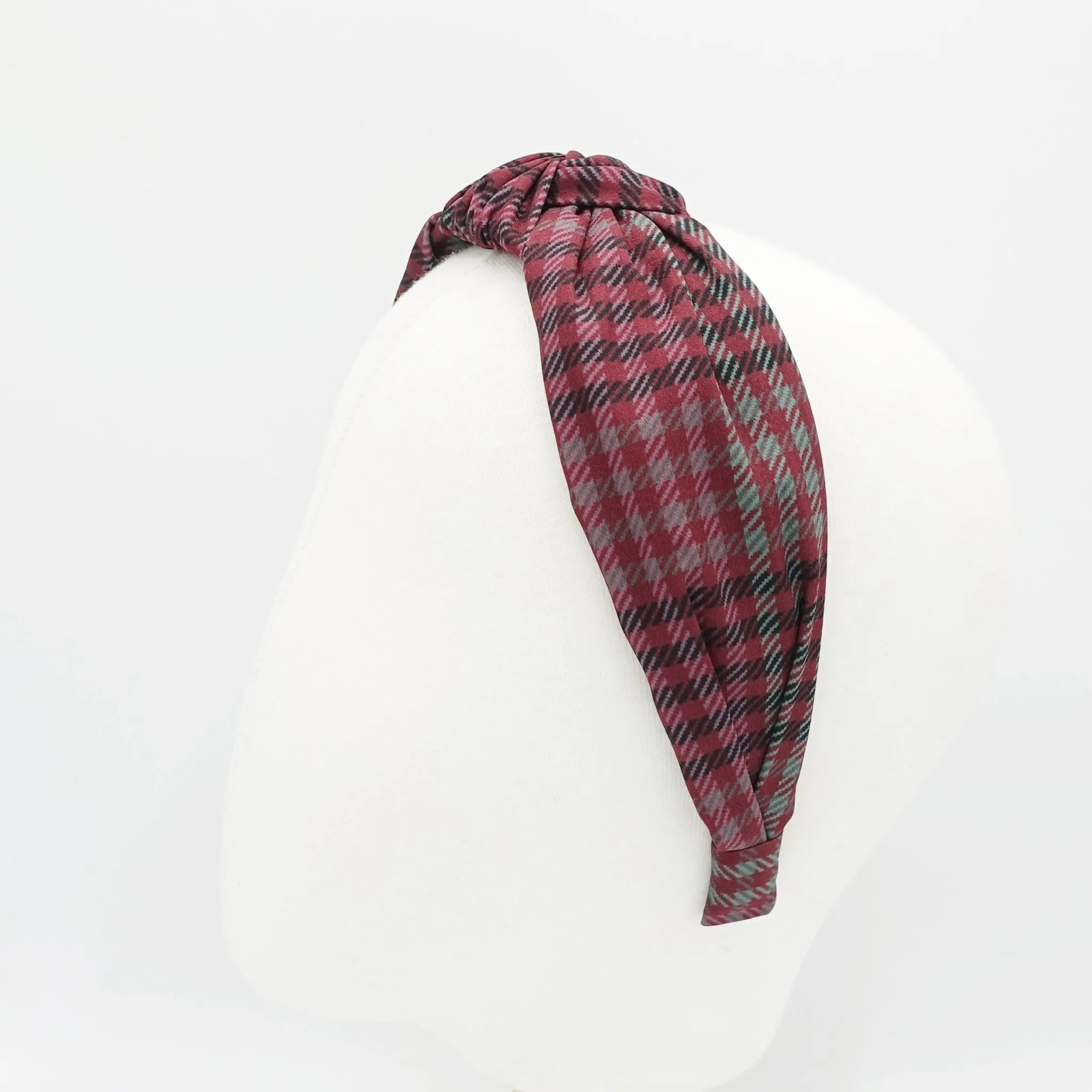 tartan check top knot headband Autumn fabric hairband women hair accessory