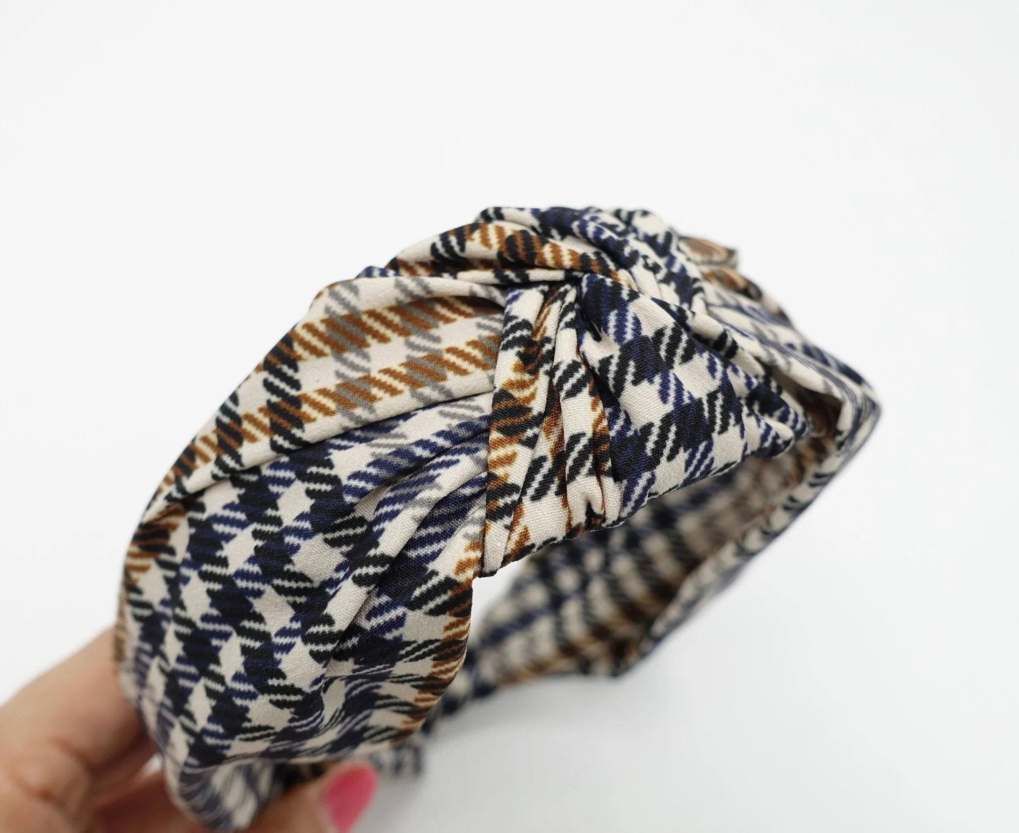 tartan check top knot headband Autumn fabric hairband women hair accessory