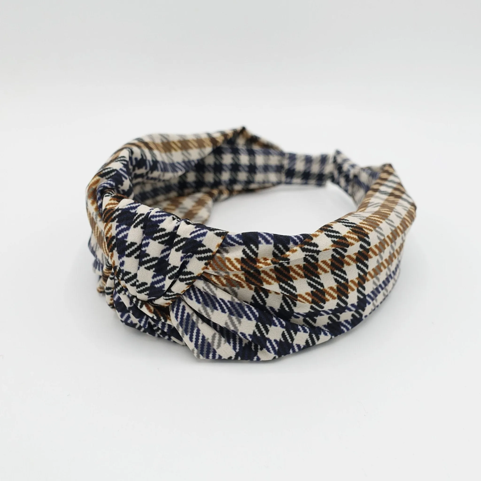 tartan check top knot headband Autumn fabric hairband women hair accessory