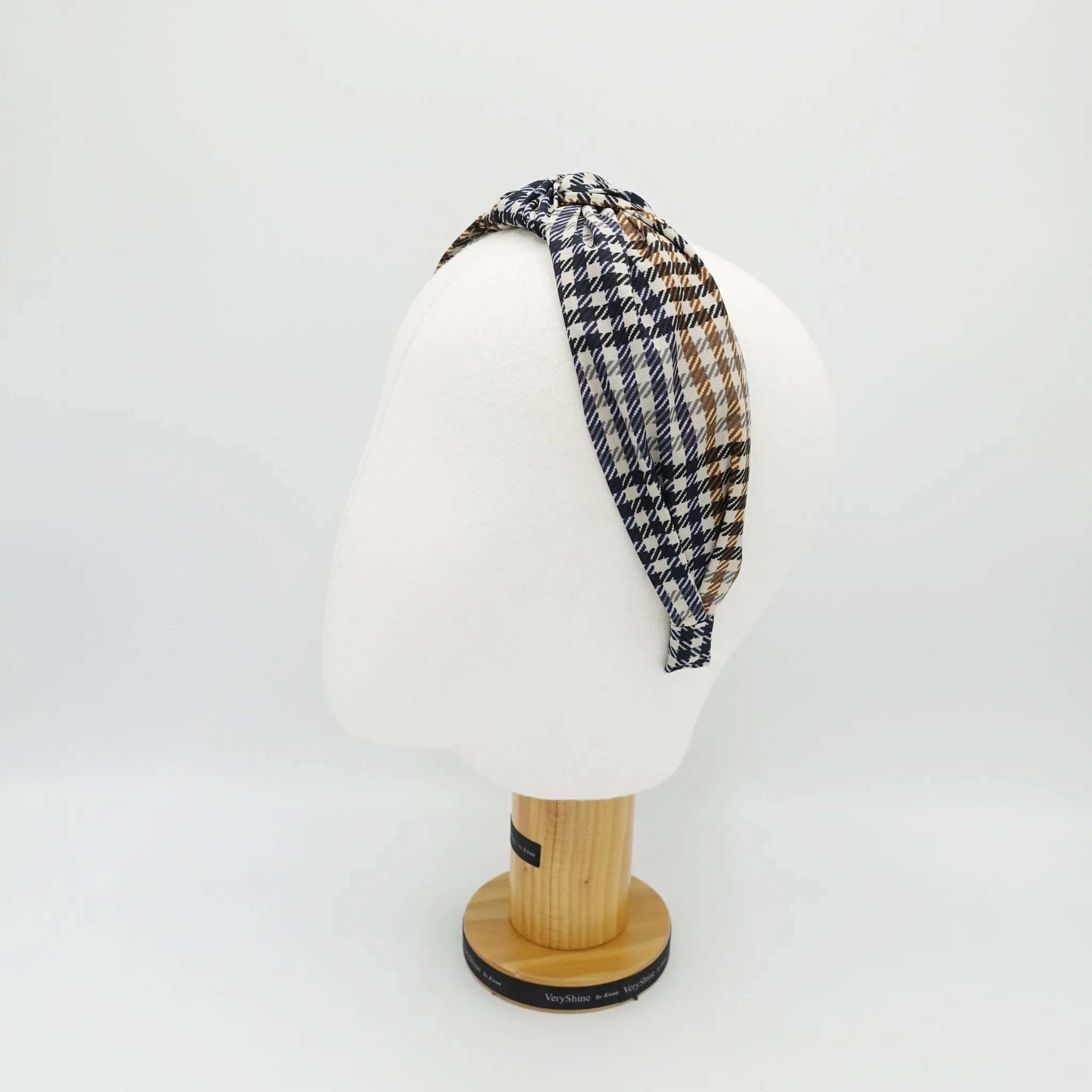 tartan check top knot headband Autumn fabric hairband women hair accessory