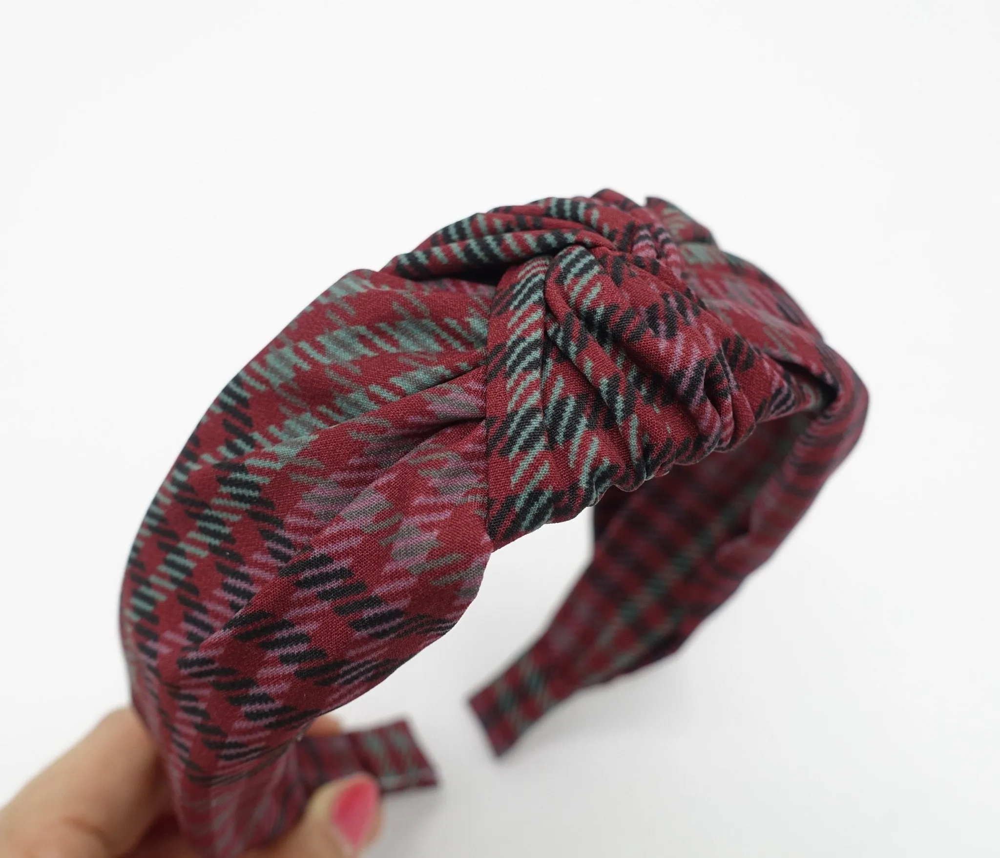 tartan check top knot headband Autumn fabric hairband women hair accessory