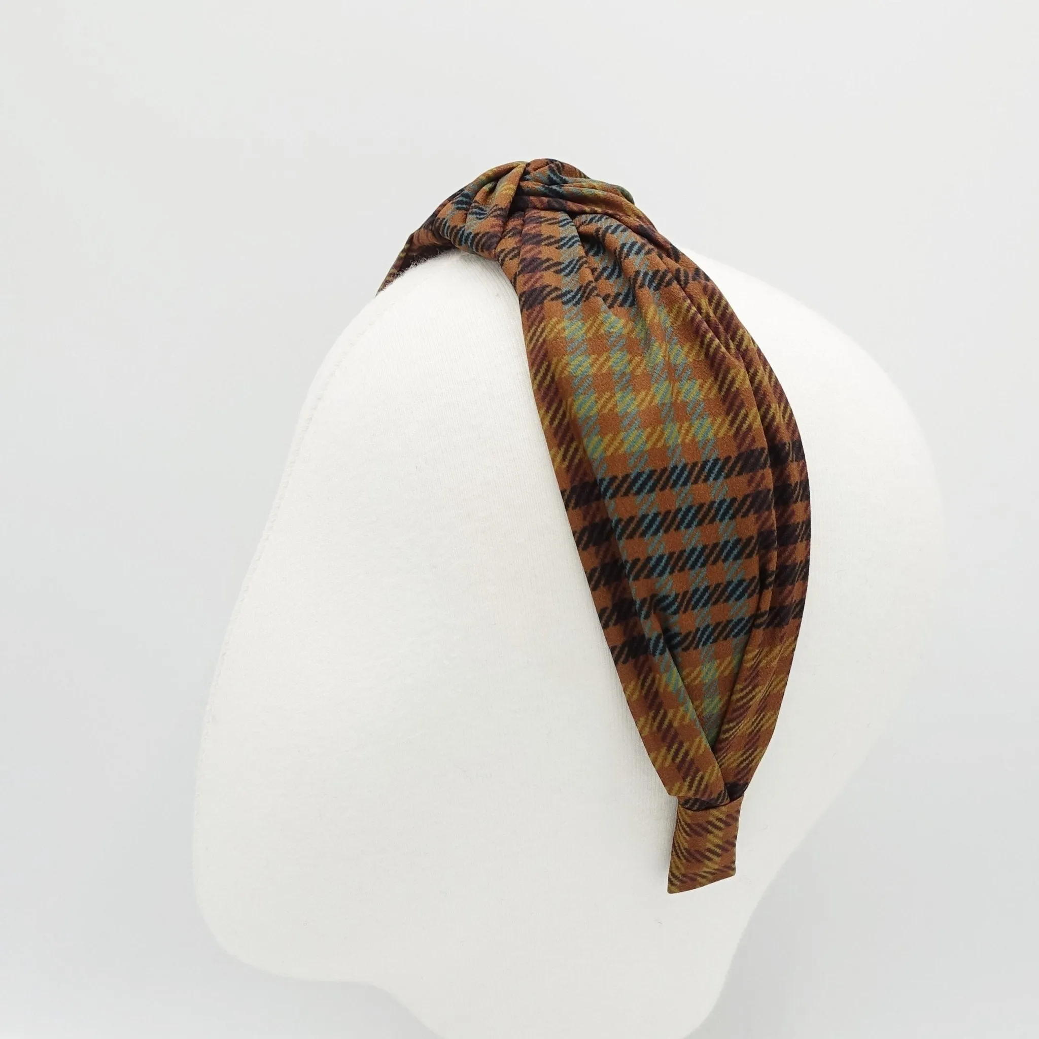 tartan check top knot headband Autumn fabric hairband women hair accessory