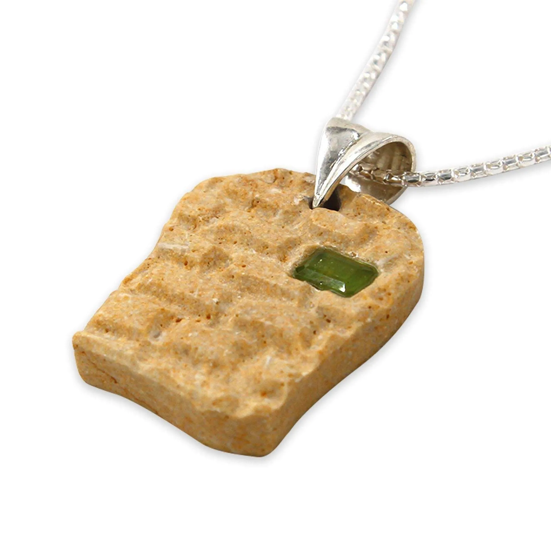 The western Wall silver pendant -  Gold Jerusalem Stone