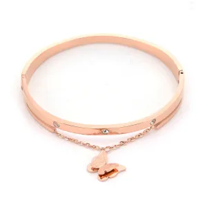 Titanium Steel Rose Gold Tassel Butterfly Bracelet