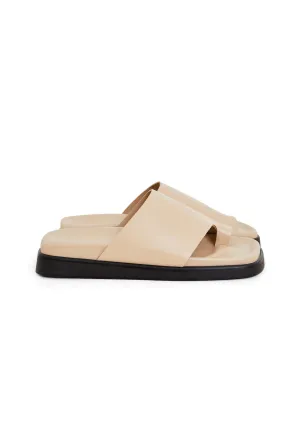 TOE RING FLOP STONE BEIGE WHITE