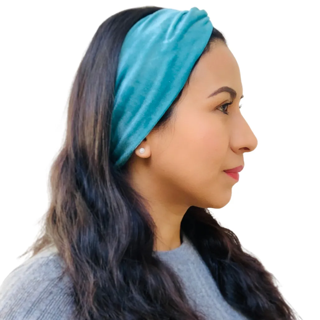 Top Knot Velvet Headband (Teal)