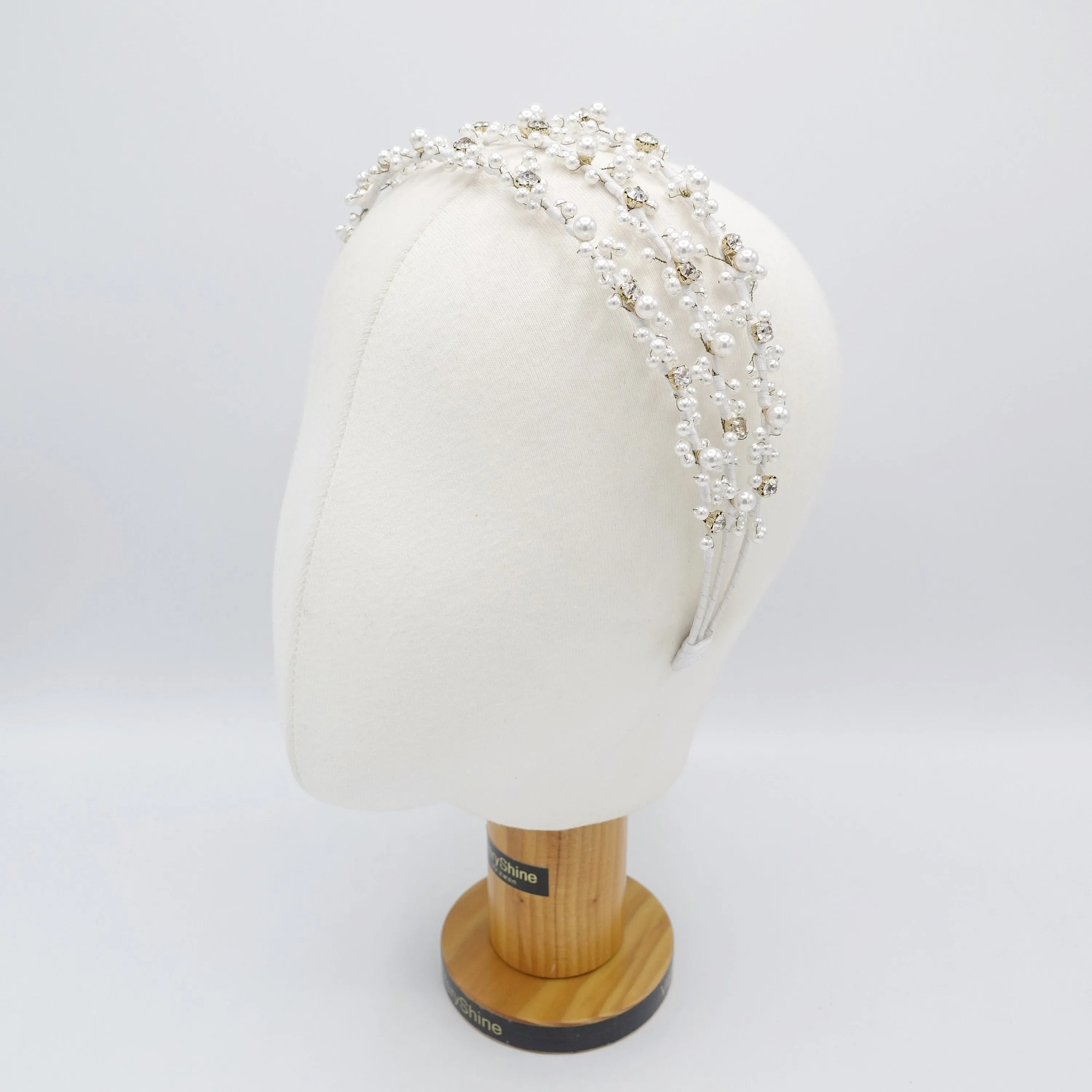 triple pearl branch headband bridal hairband for wedding