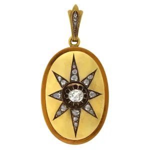 Victorian 18kt Rose Cut Diamond Starburst Locket 1.25ctw