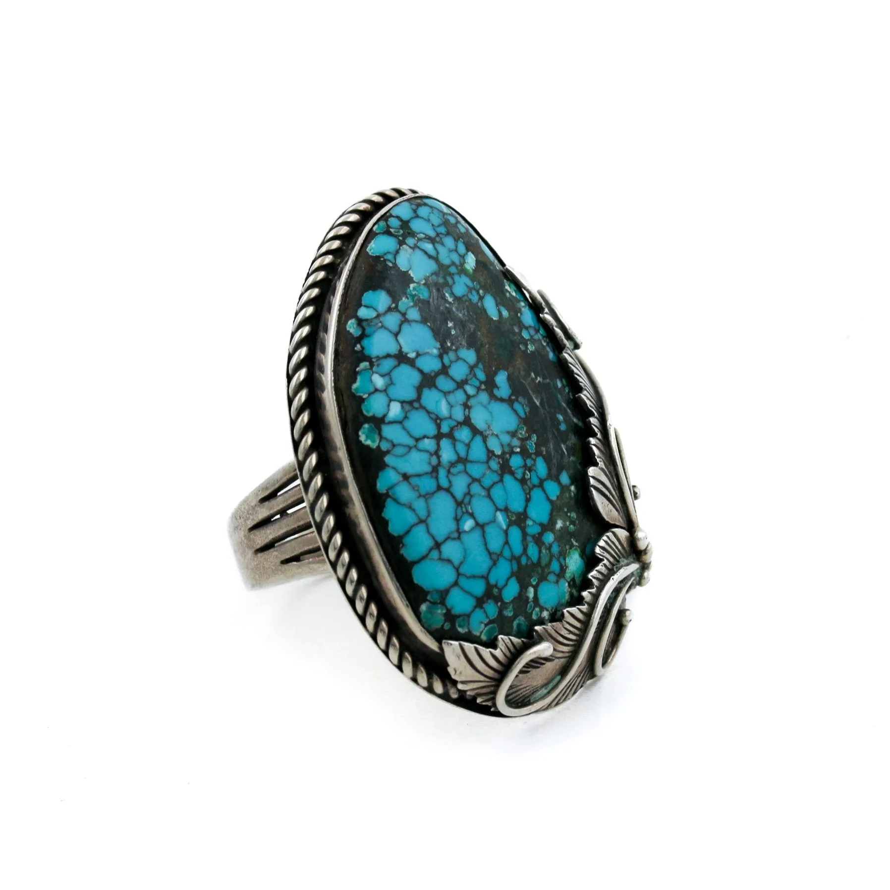 Vintage American Turquoise Ring - Leaf Motif