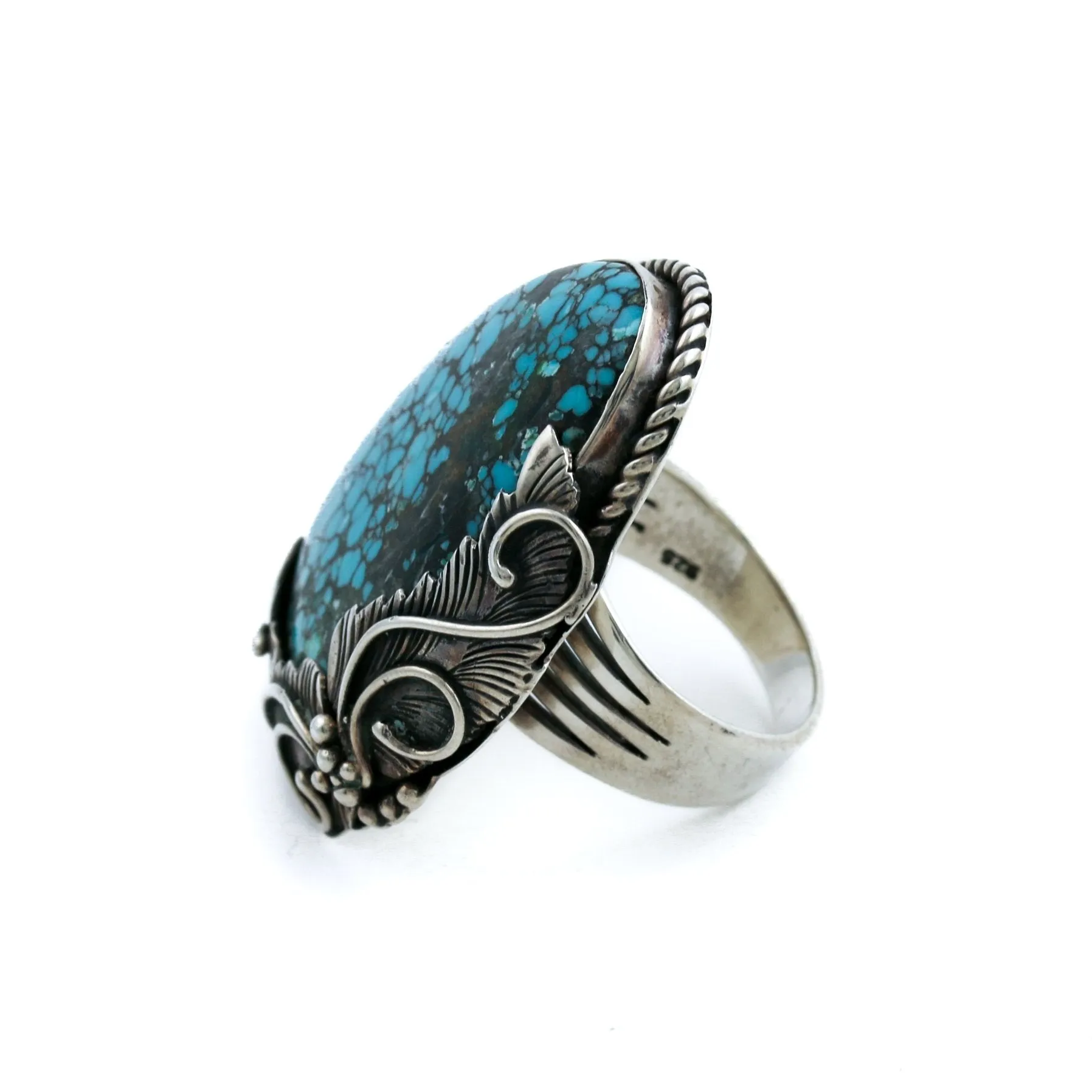 Vintage American Turquoise Ring - Leaf Motif