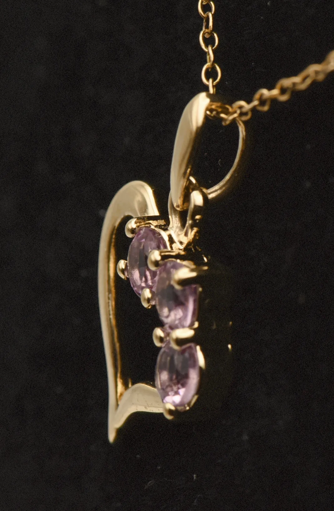 Vintage Amethyst Vermeil Heart Pendant on Vermeil Chain Necklace - 18"