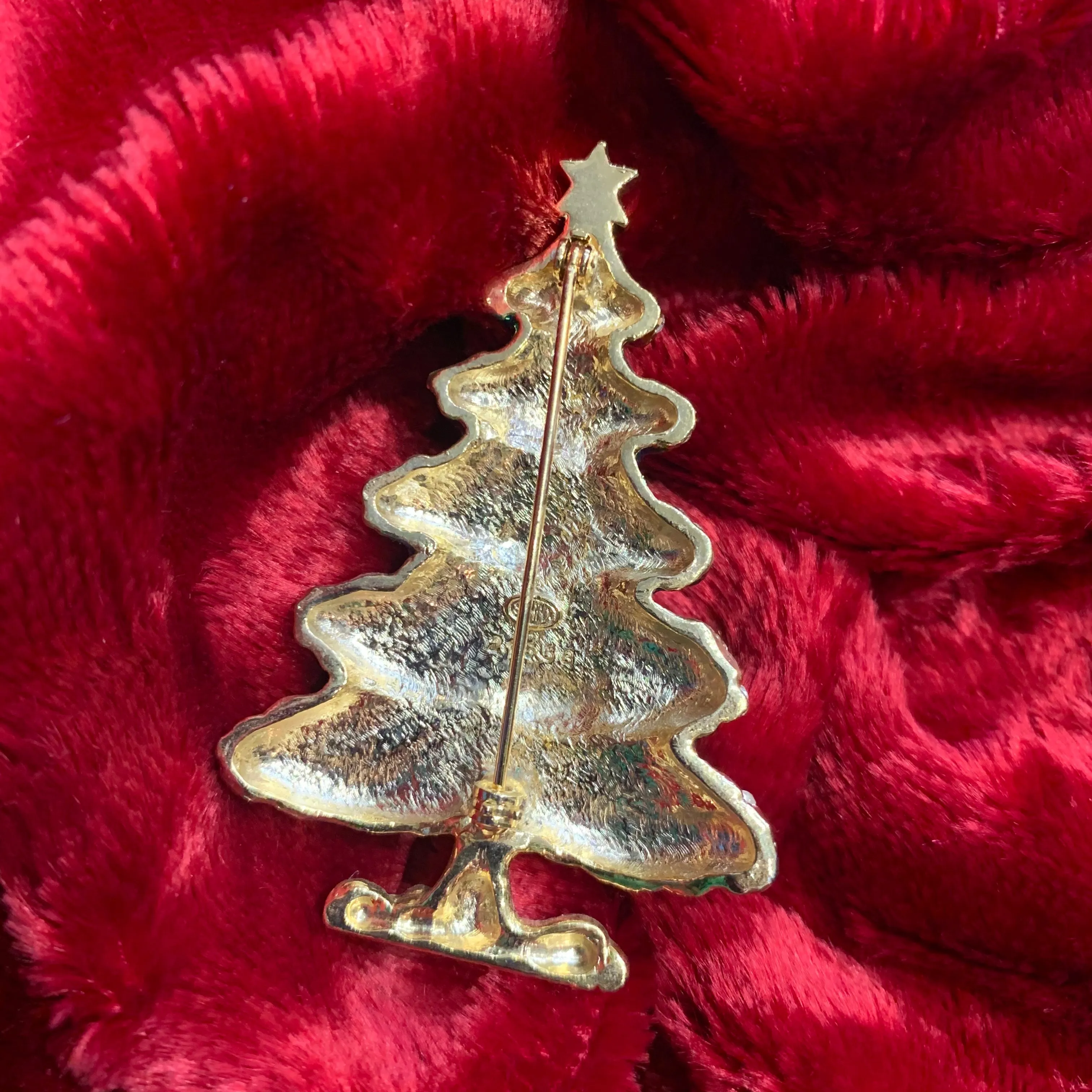 Vintage Christmas Tree brooch by Sphinx with green enamel