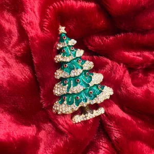 Vintage Christmas Tree brooch by Sphinx with green enamel