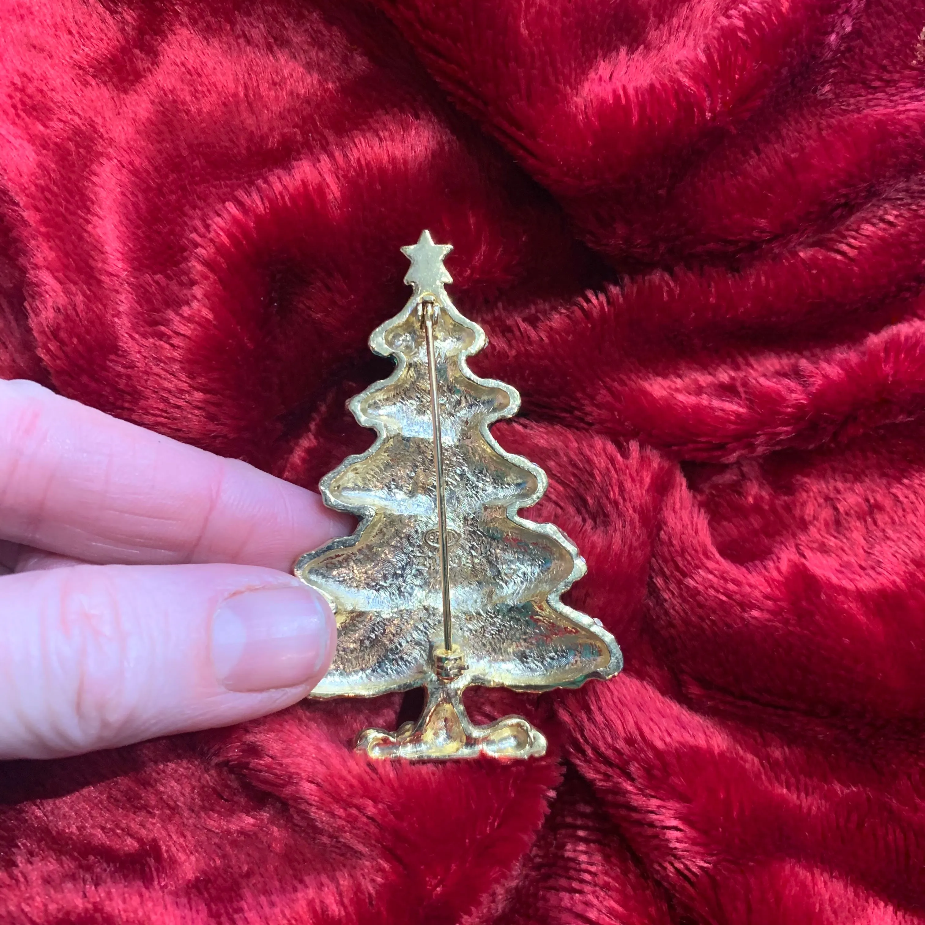 Vintage Christmas Tree brooch by Sphinx with green enamel