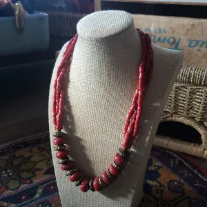 Vintage Chunky Faux Coral Necklace