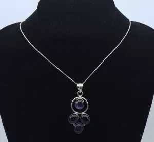 Vintage Handmade Amethyst Sterling Silver Pendant on Sterling Silver Chain Necklace - 20.25"