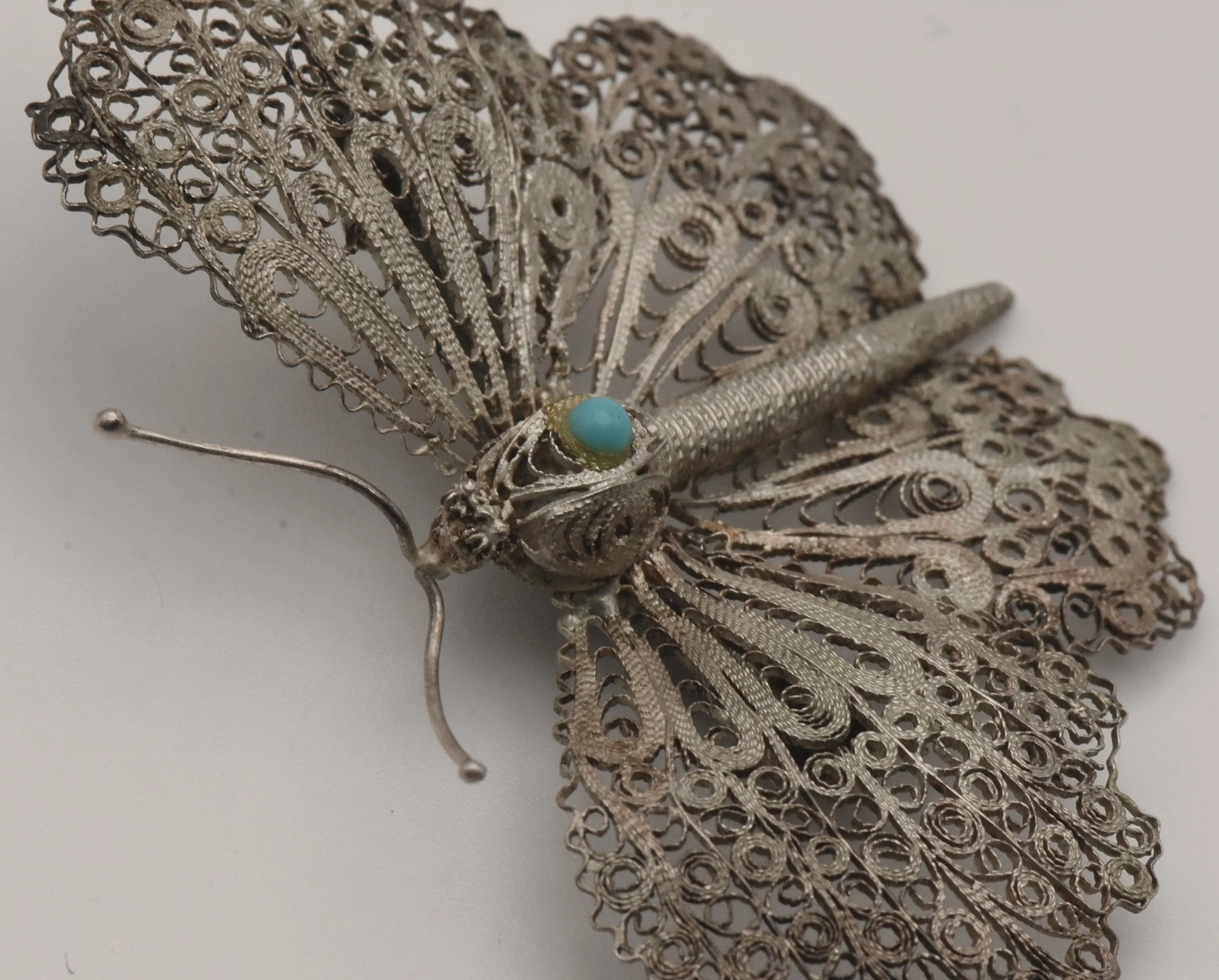 Vintage Ornate Filigree Butterfly Brooch