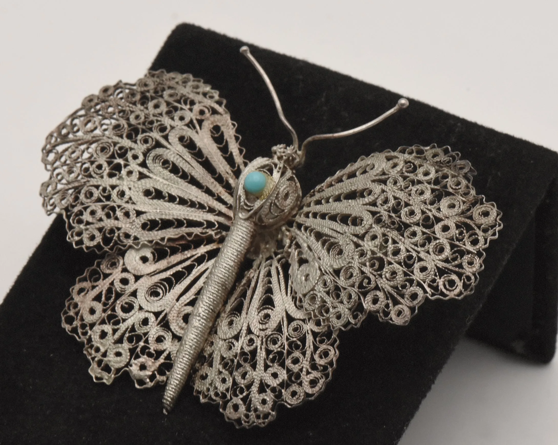 Vintage Ornate Filigree Butterfly Brooch