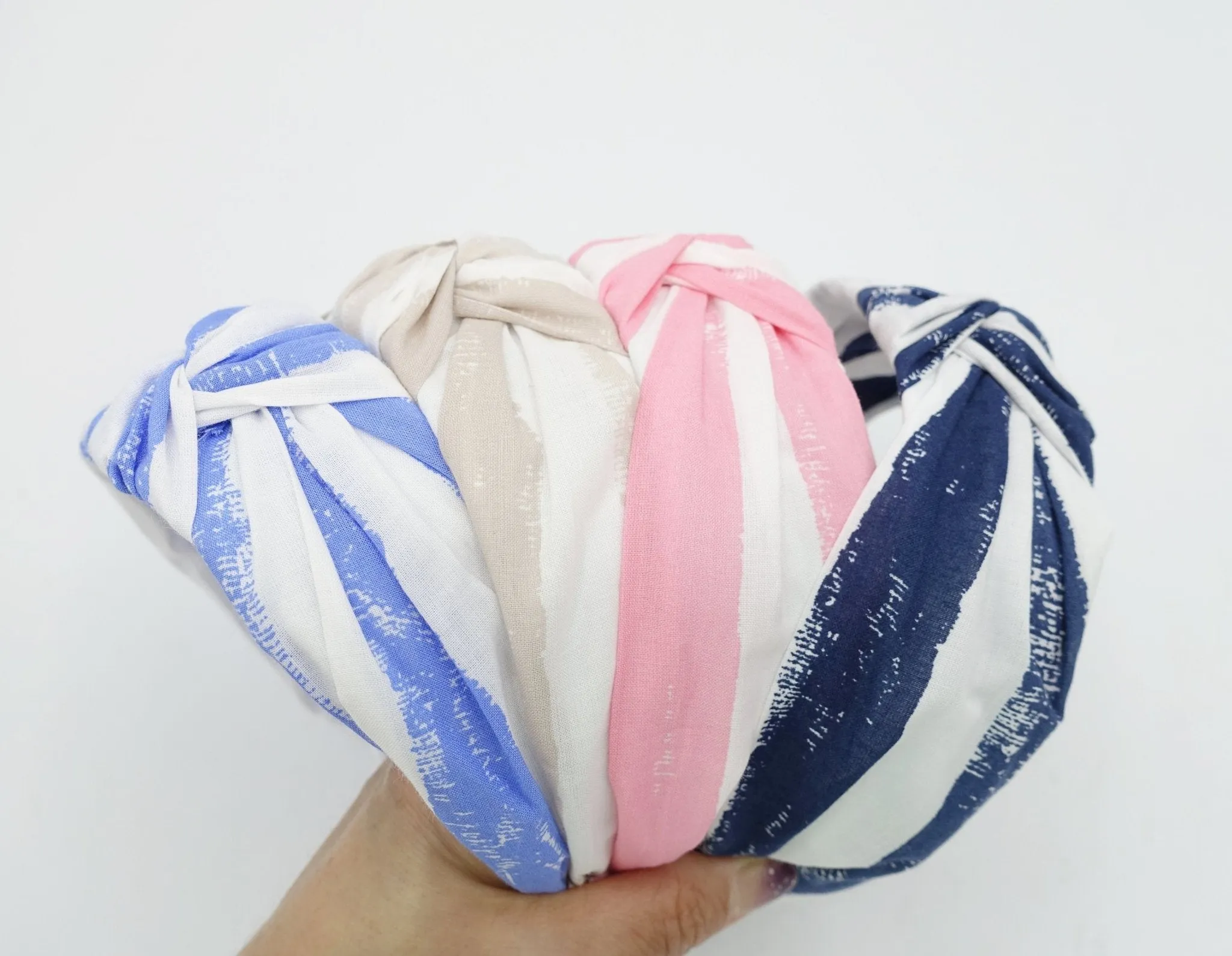 wide stripe print headband knot hairband casual hair accessory for women