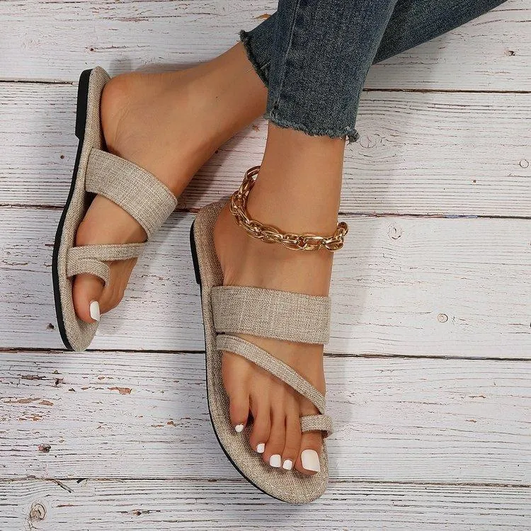 Women Minimalist Toe Ring Thong Sandals