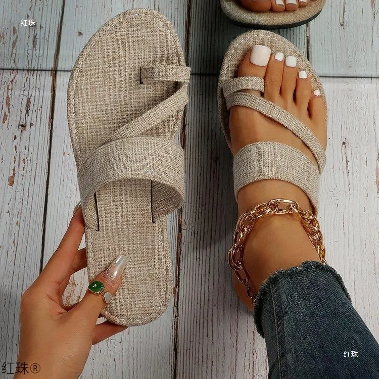 Women Minimalist Toe Ring Thong Sandals