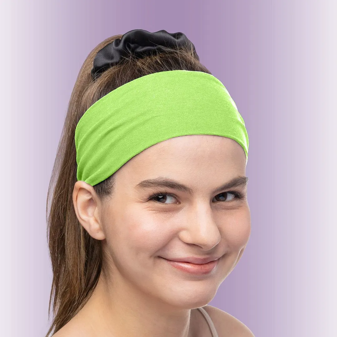 Women's Headbands Cotton Jersey 3" Wide Yoga Fitness Fashion Made in the USA Lime