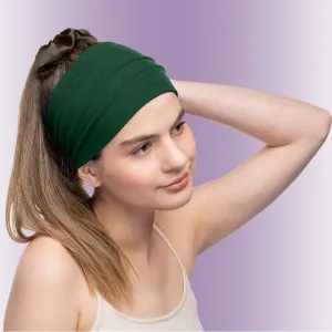 Women's Headbands Cotton Jersey 5" Wide Yoga Fitness Fashion Made in the USA Forest