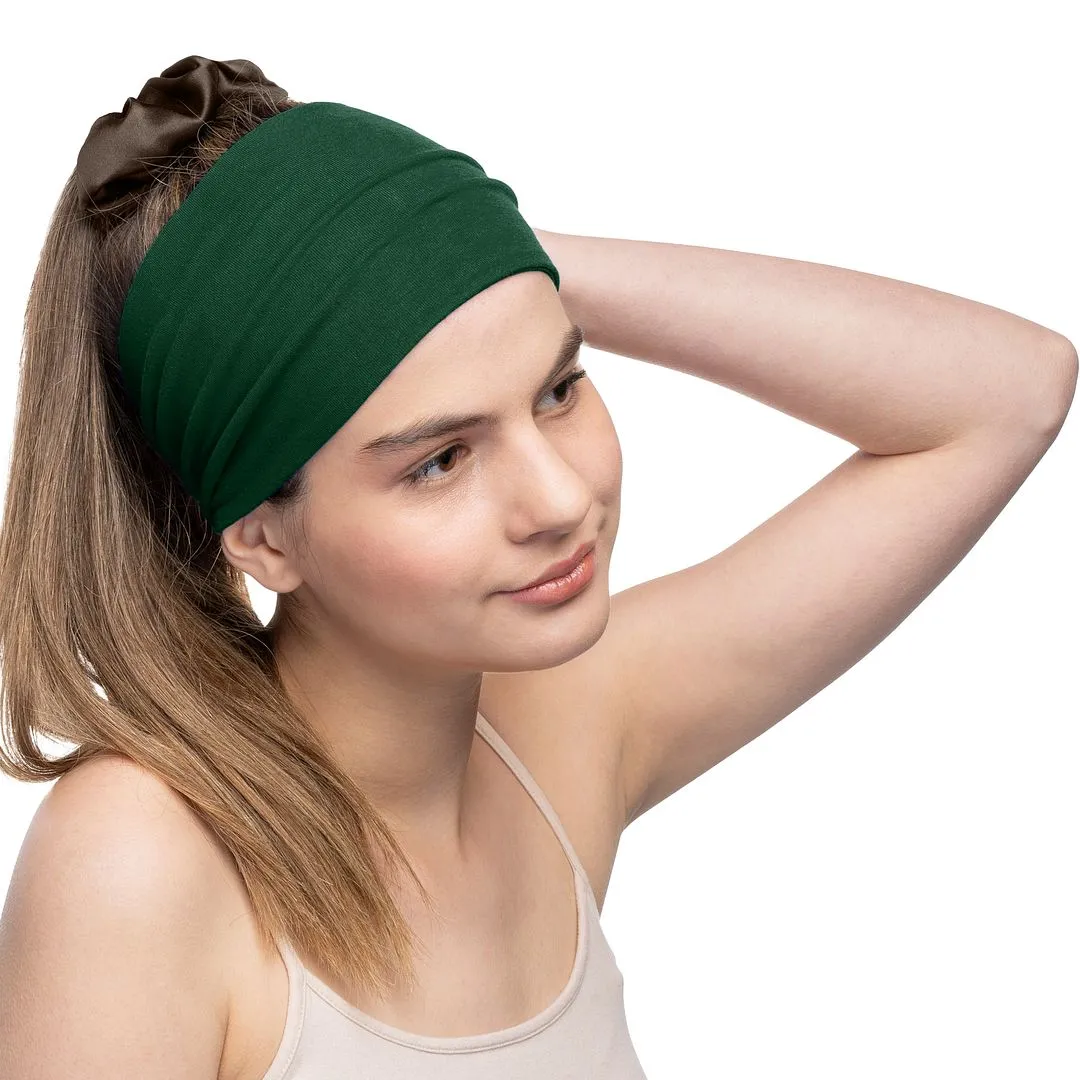 Women's Headbands Cotton Jersey 5" Wide Yoga Fitness Fashion Made in the USA Forest