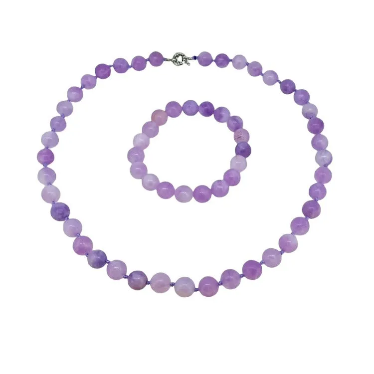 Women's Jewellery Set Stunning 10mm Natural Gemstone Beaded Necklace Bracelet