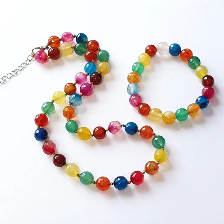 Women's Jewellery Set Stunning 10mm Natural Gemstone Beaded Necklace Bracelet