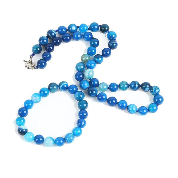 Women's Jewellery Set Stunning 10mm Natural Gemstone Beaded Necklace Bracelet