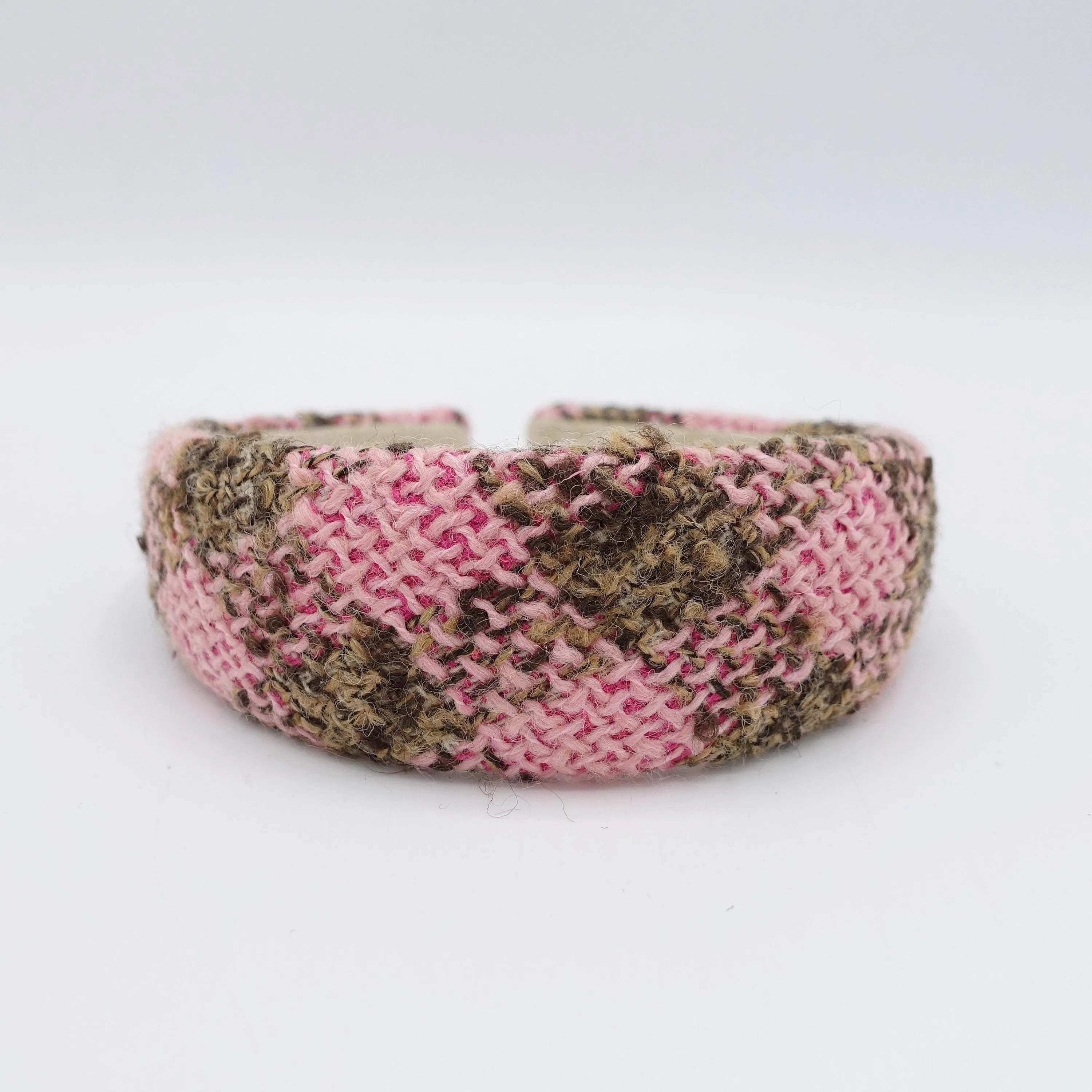 wool plaid headband, padded hairband, Fall Winter headband for women