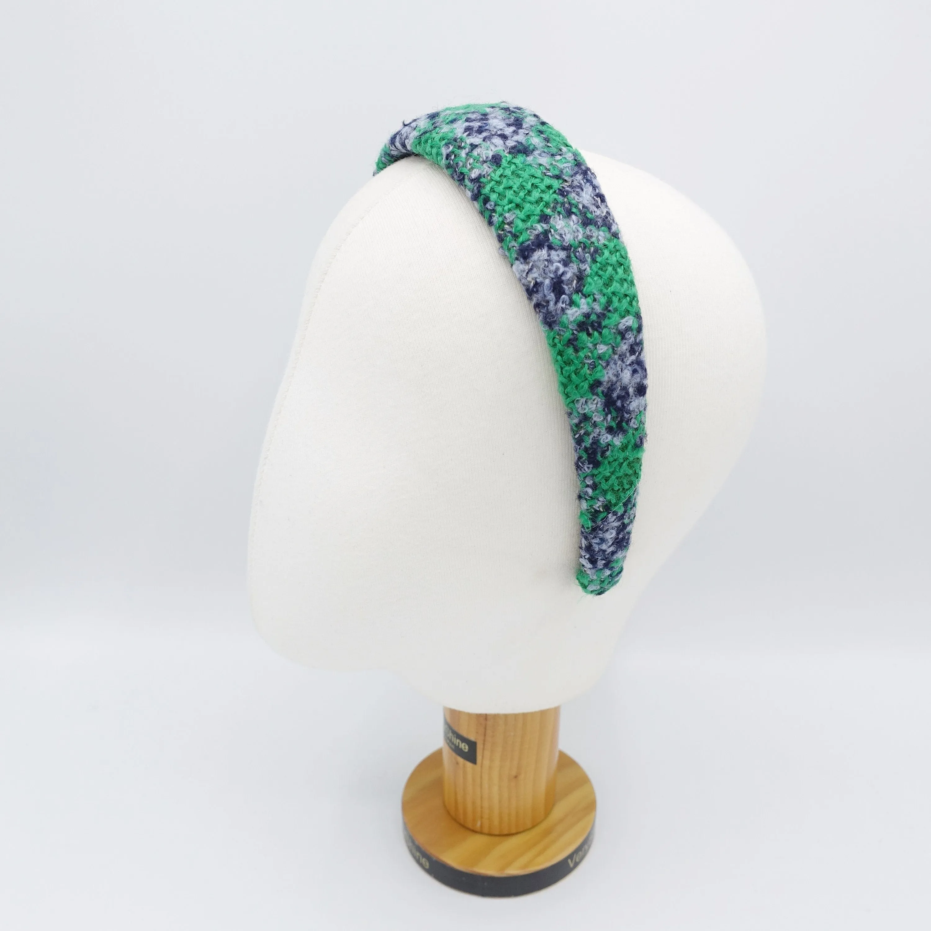 wool plaid headband, padded hairband, Fall Winter headband for women