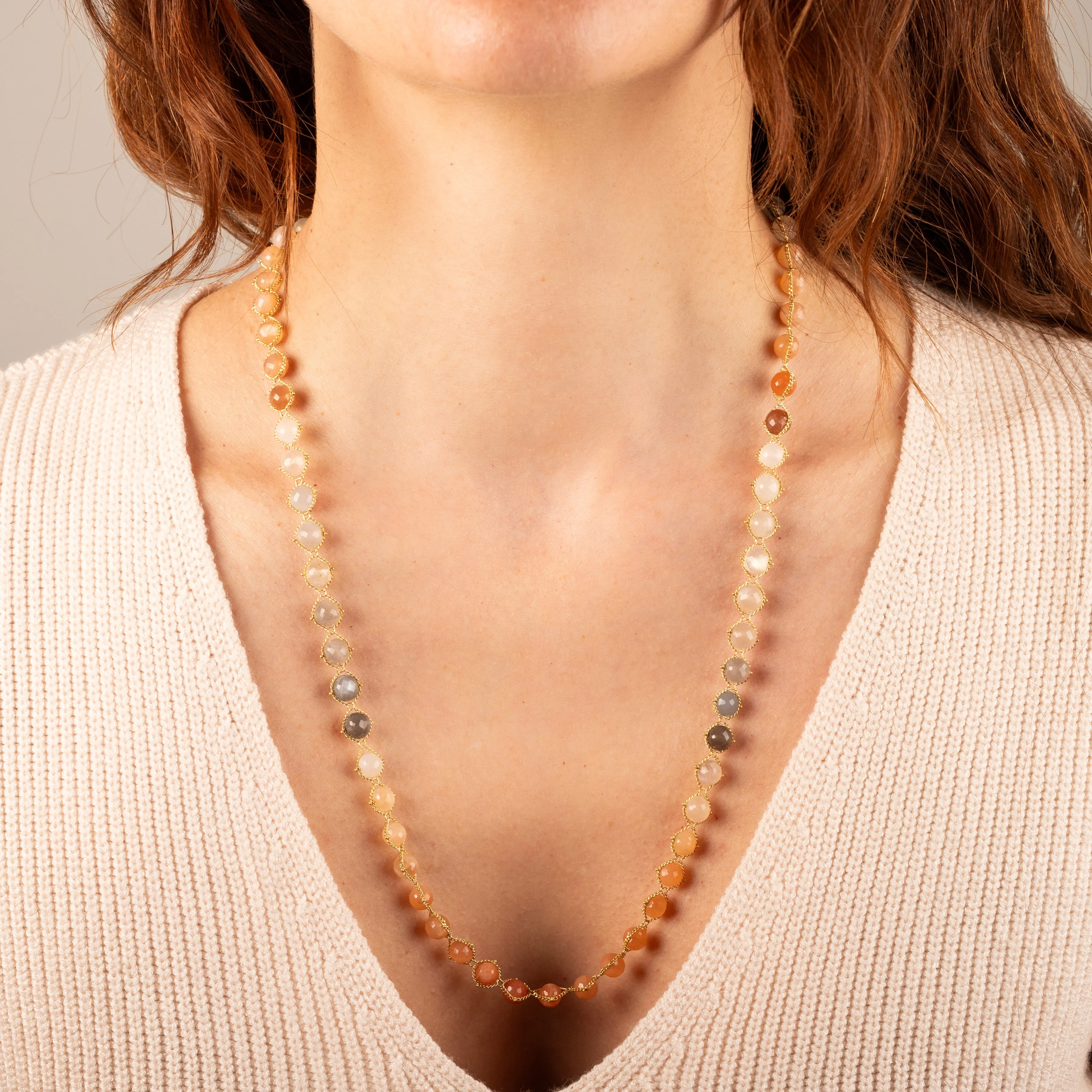 Woven Mixed Moonstone Necklace