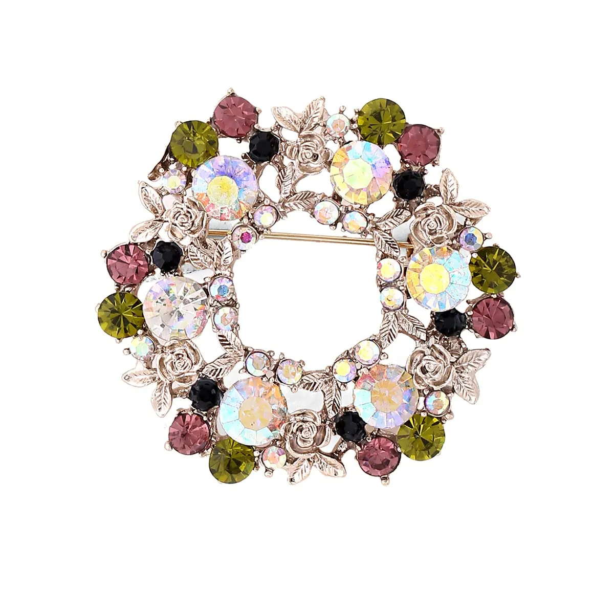 Yellow Chimes Brooch for Women Multicolor Crystal Floral Shaped Brooch Pin Fashionable Brooch for Girls and Women.